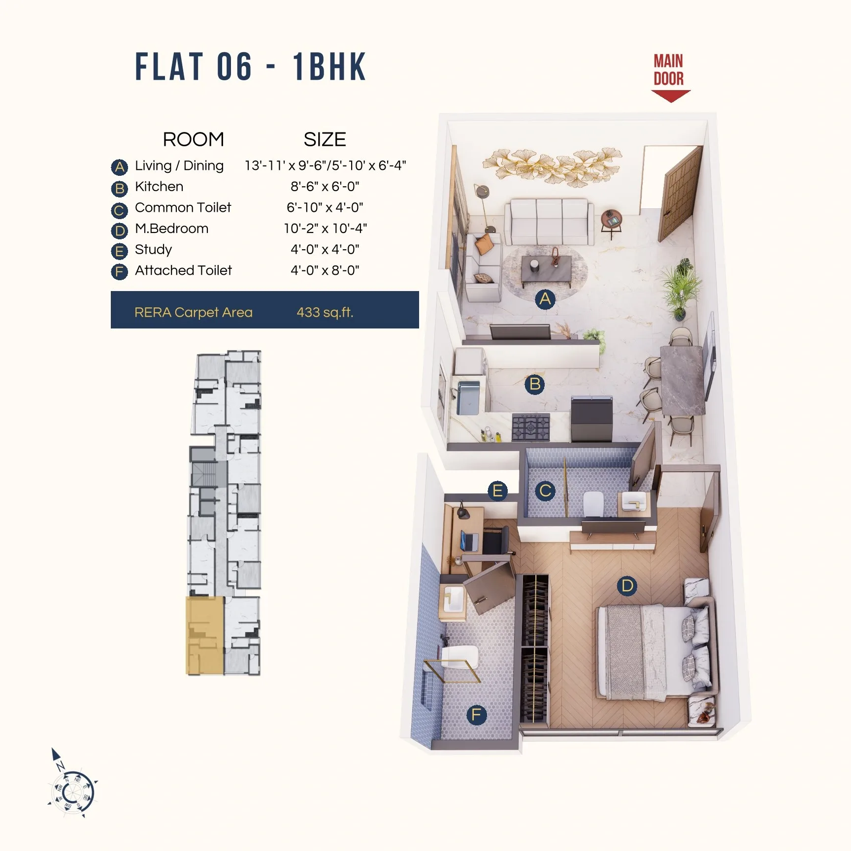 DTG Apex Unit plan - 434 sq.ft.