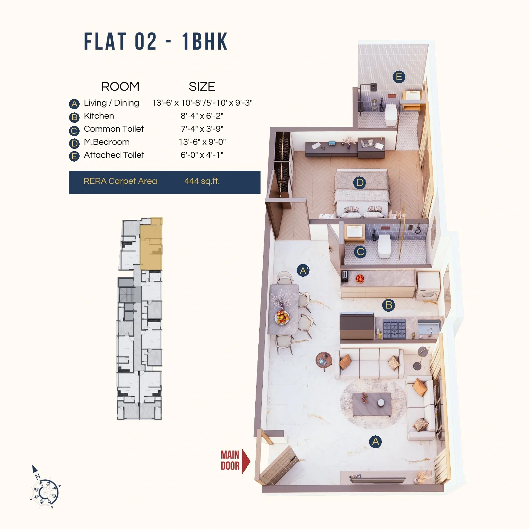 DTG Apex Unit plan - 444 sq.ft.