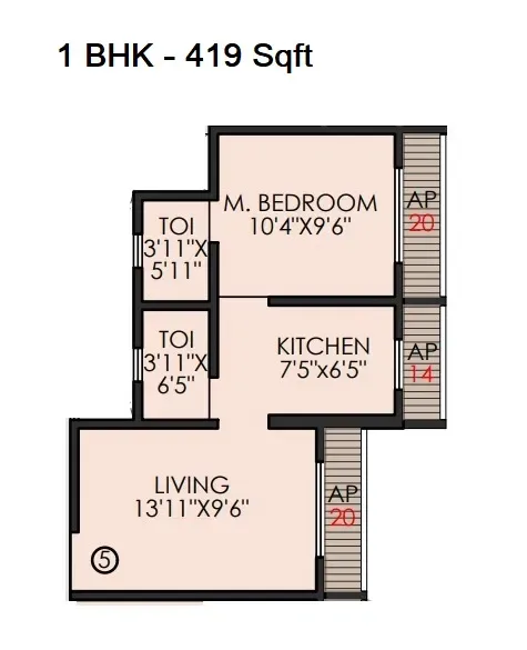 Unit plan - 419 sq.ft.