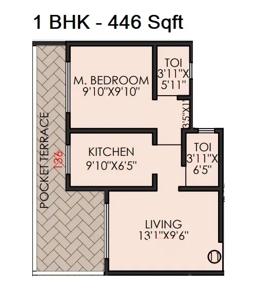 Yashwant Avenue 2 Unit plan - 446 sq.ft.