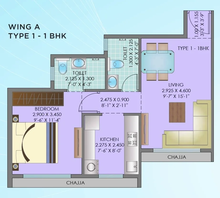 Unit plan - 423 sq.ft.