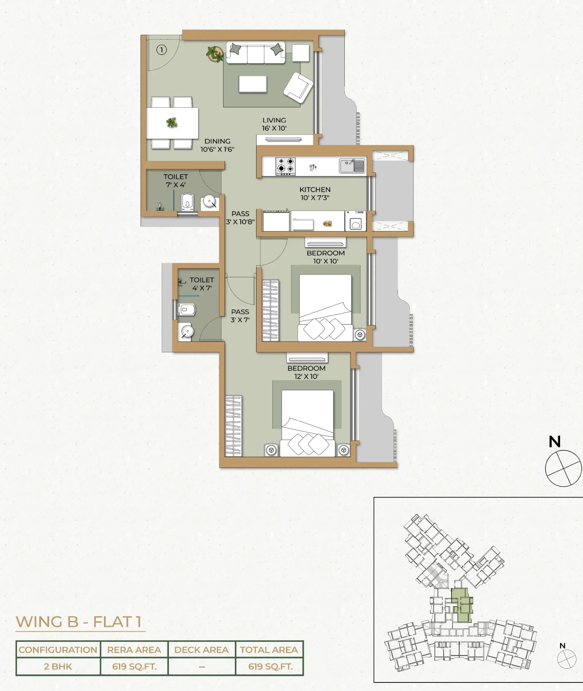 Unit plan - 619 sq.ft.