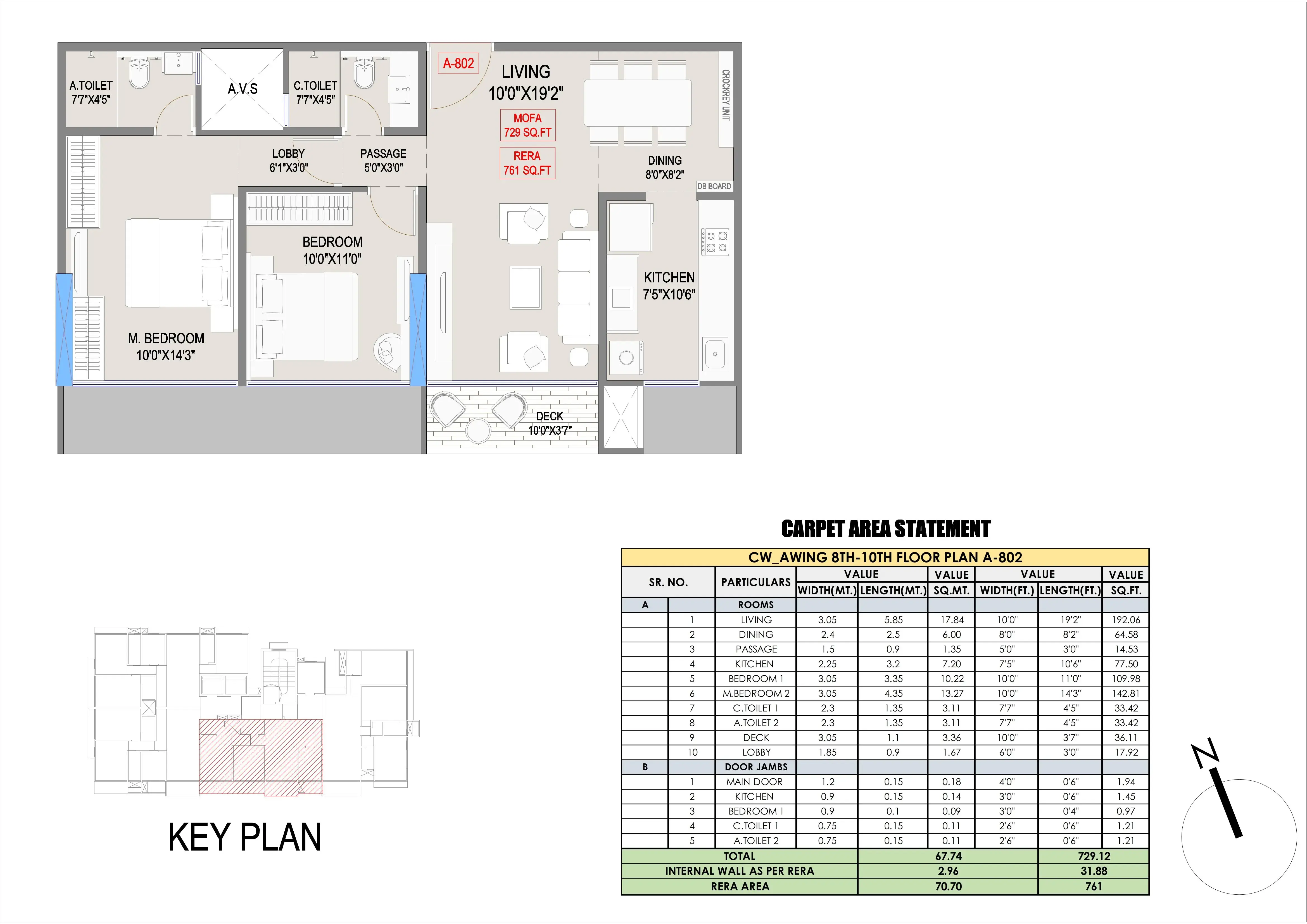 Jet Ananta Unit plan - 761 sq.ft.