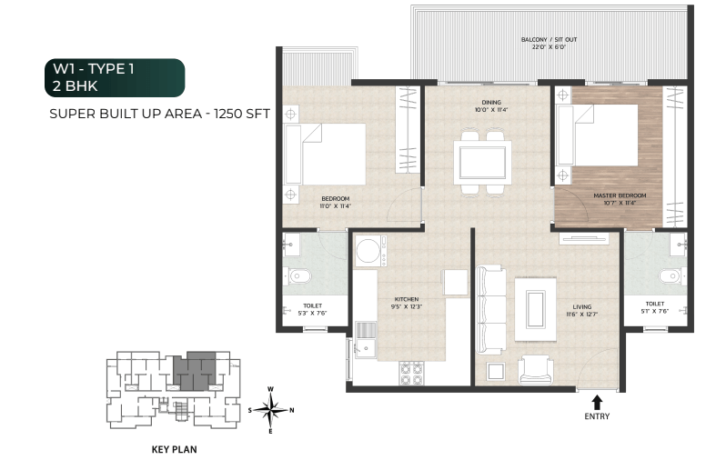 Unit plan - 862 sq.ft.