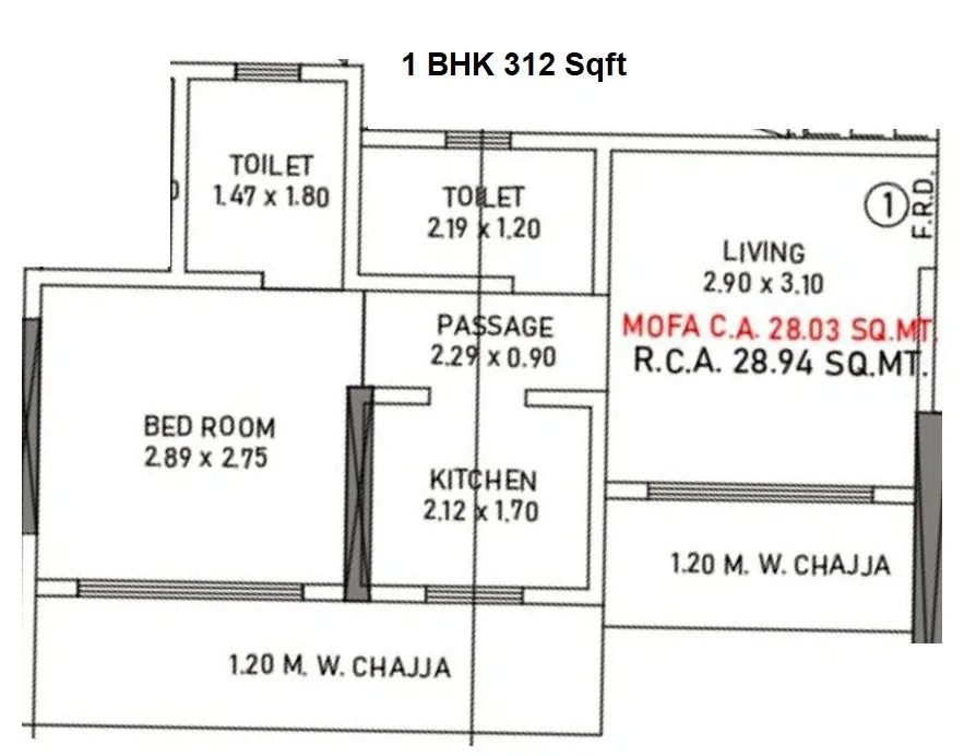 Unit plan - 312 sq.ft.