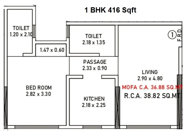 Atom Flamingo Enclave Unit plan - 416 sq.ft.