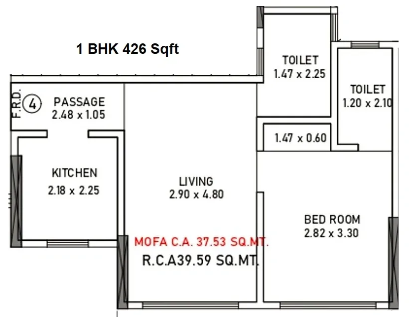 Atom Flamingo Enclave Unit plan - 426 sq.ft.