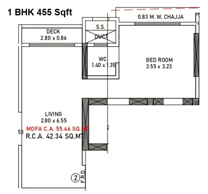 Atom Flamingo Enclave Unit plan - 455 sq.ft.