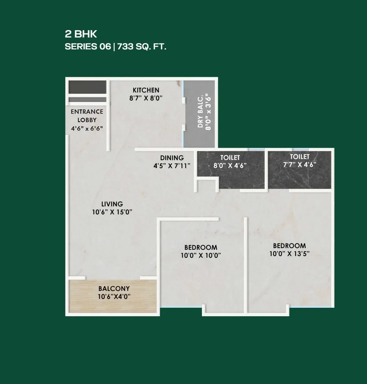 Shriram Nyra Unit plan - 733 sq.ft.