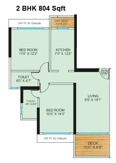 Unit plan - 804 sq.ft.