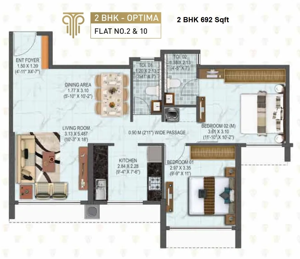 Sawla Pridestone Unit plan - 692 sq.ft.