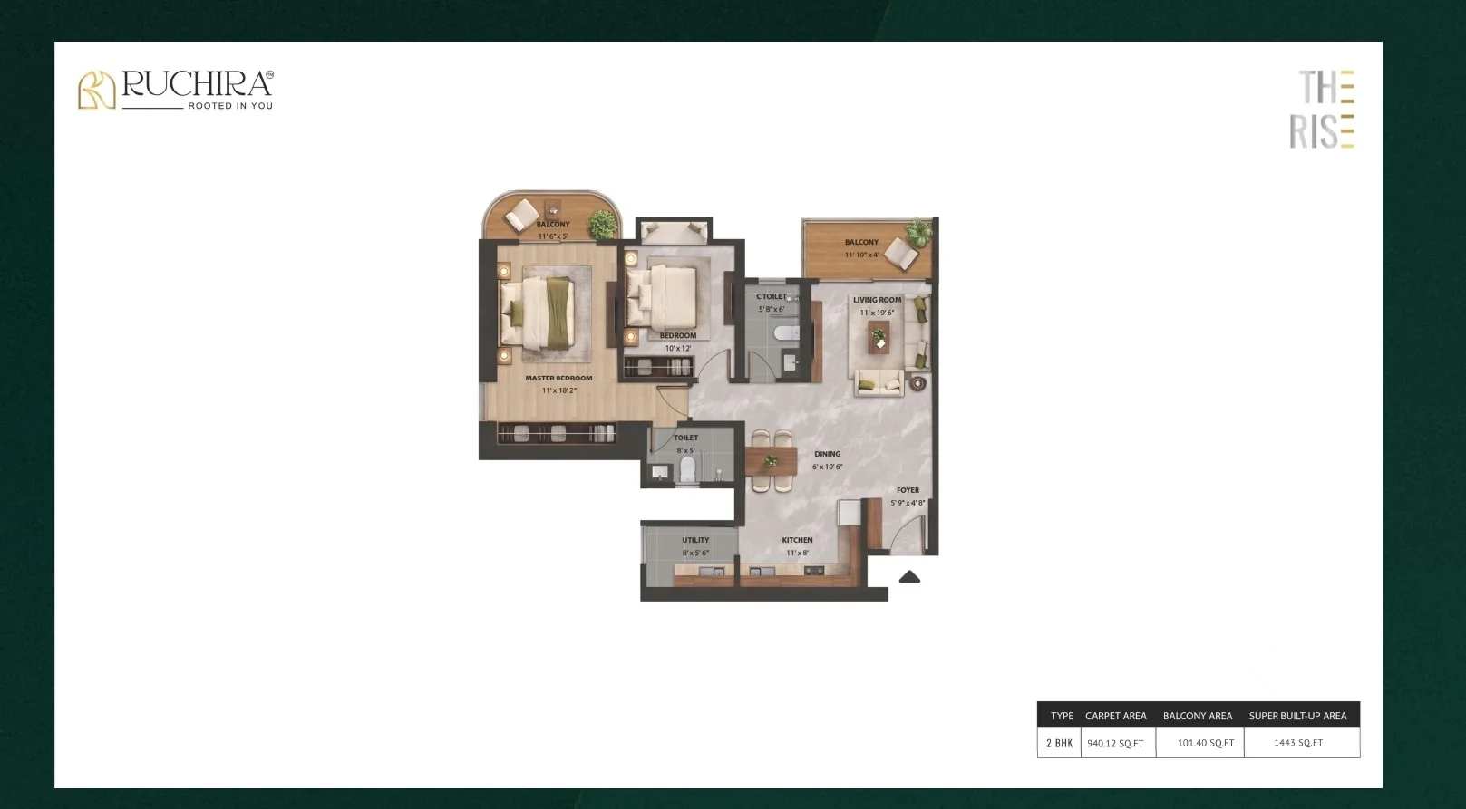 Unit plan - 1038 sq.ft.