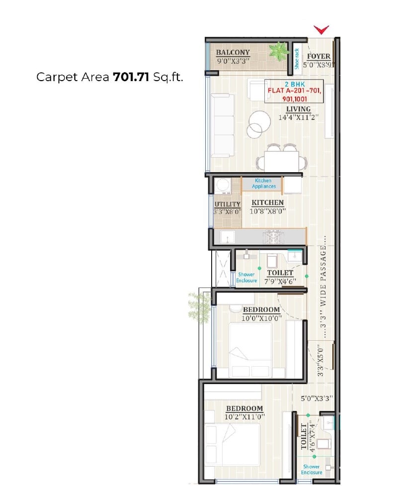 Prisma Eternia Unit plan - 720 sq.ft.