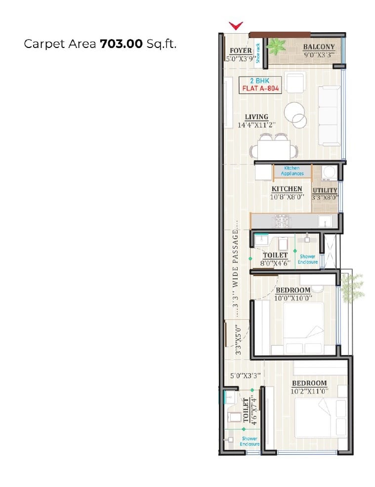 Prisma Eternia Unit plan - 703 sq.ft.