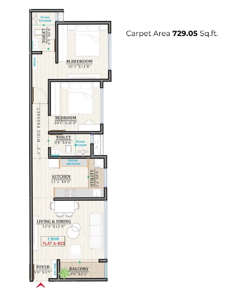 Prisma Eternia Unit plan - 729 sq.ft.