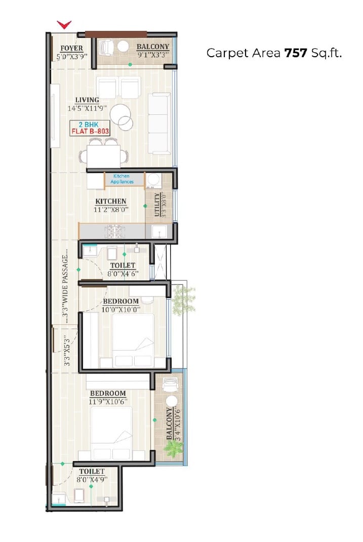 Prisma Eternia Unit plan - 757 sq.ft.