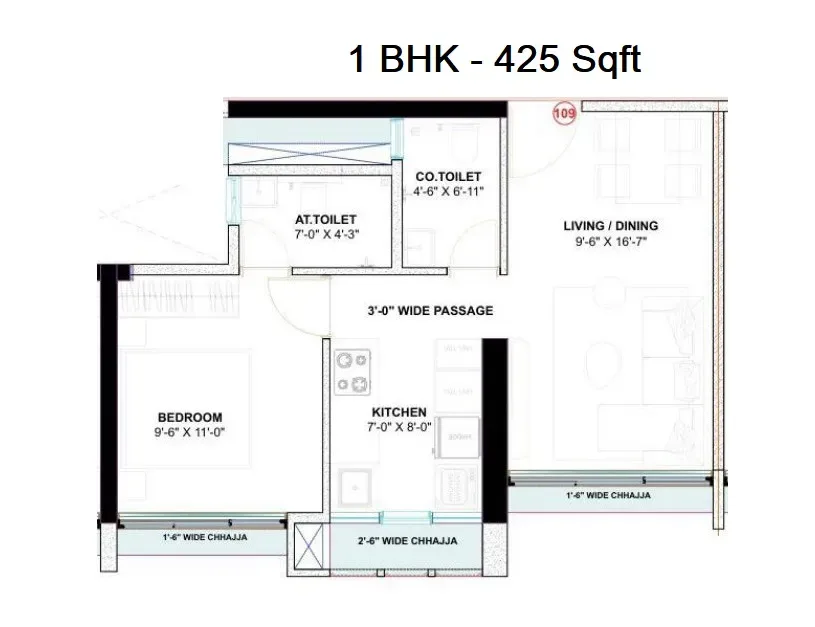 Unit plan - 425 sq.ft.