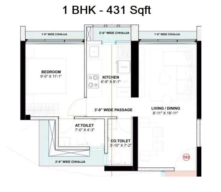 Hiraco Forest Vista Unit plan - 431 sq.ft.