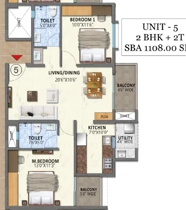 Meenakshi High Life Towers Unit plan - 689 sq.ft.