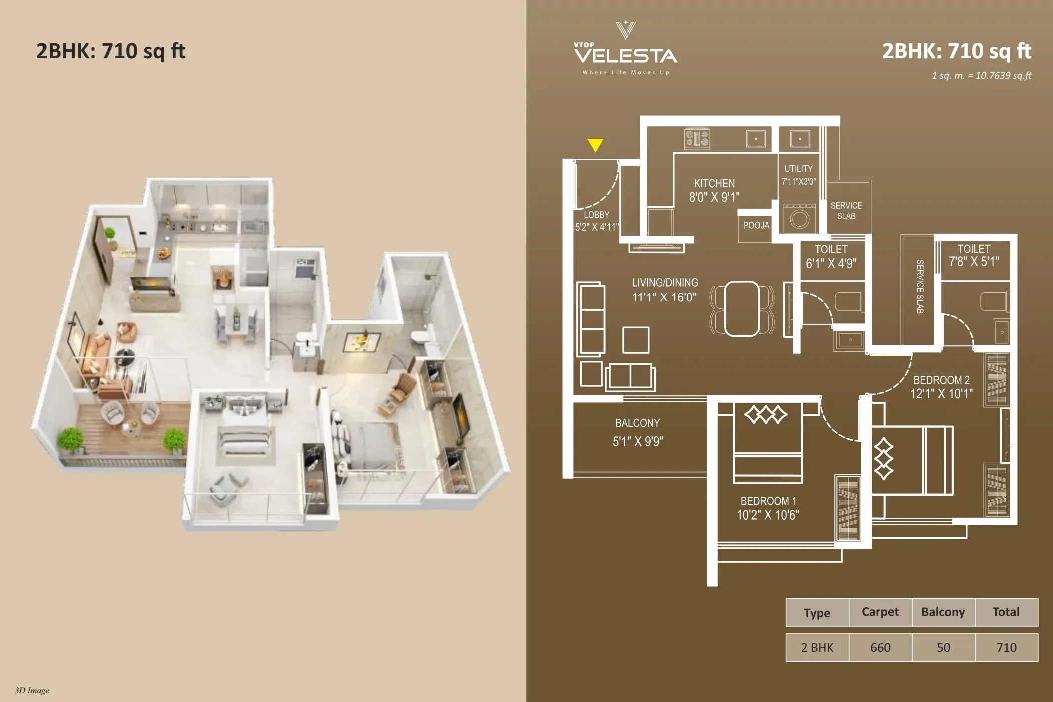 VTOP Velesta Unit plan - 710 sq.ft.
