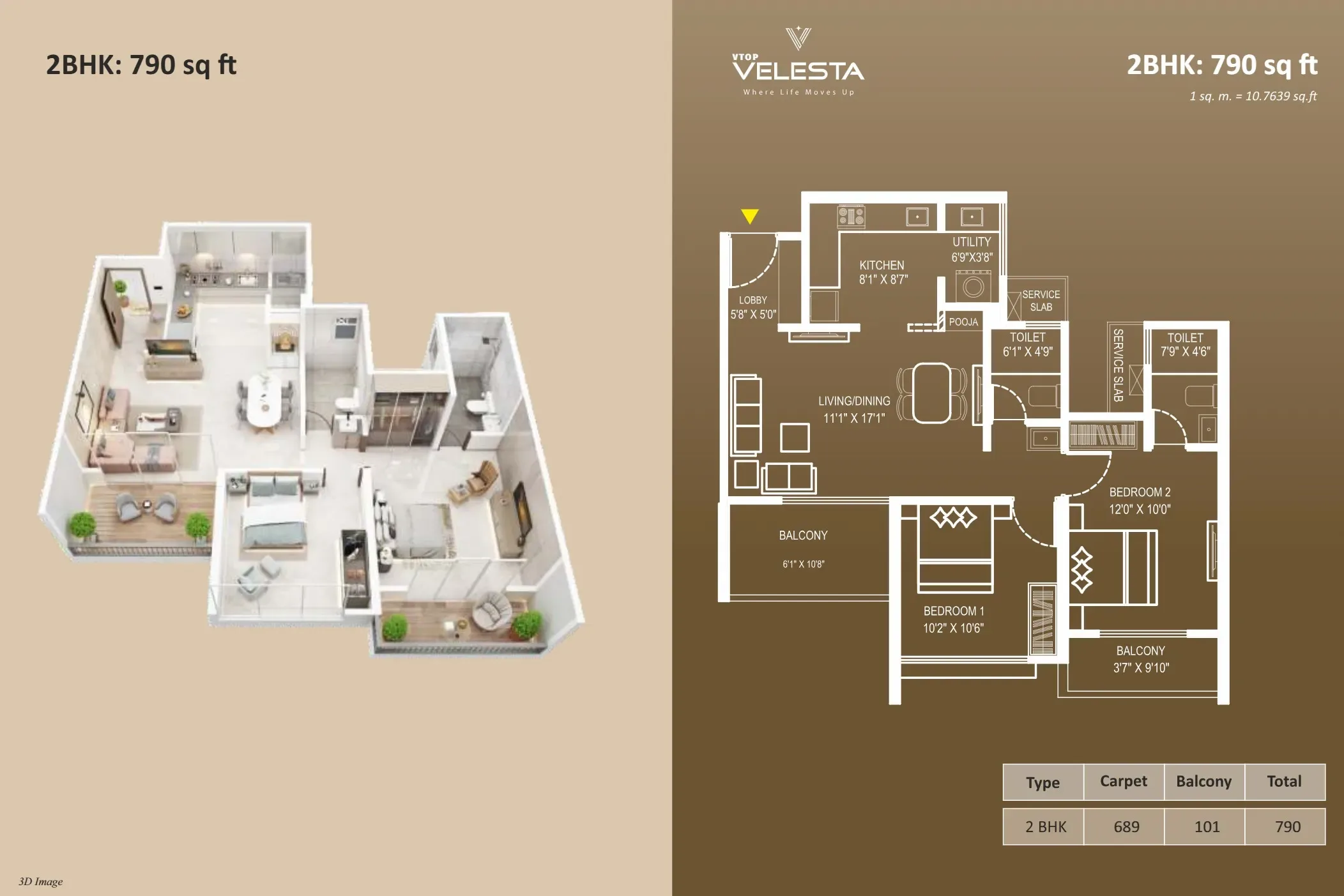 VTOP Velesta Unit plan - 790 sq.ft.