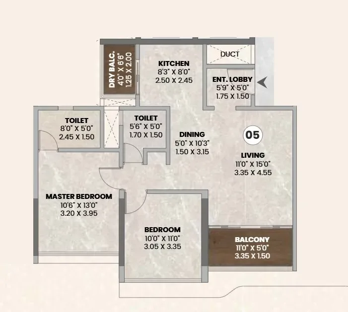 Venkatesh Serenique Unit plan - 783 sq.ft.