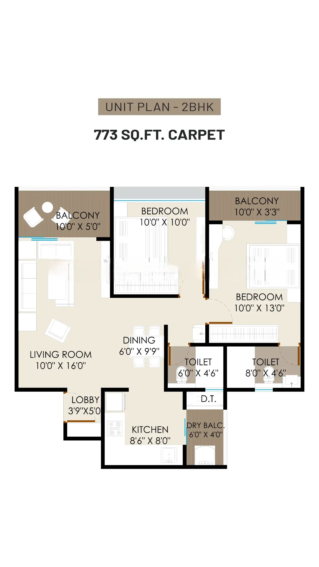 Garve Akshara Mayfair Unit plan - 773 sq.ft.