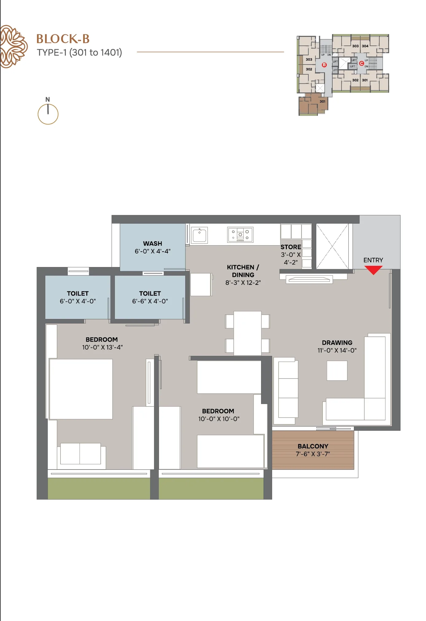 Unit plan - 676 sq.ft.