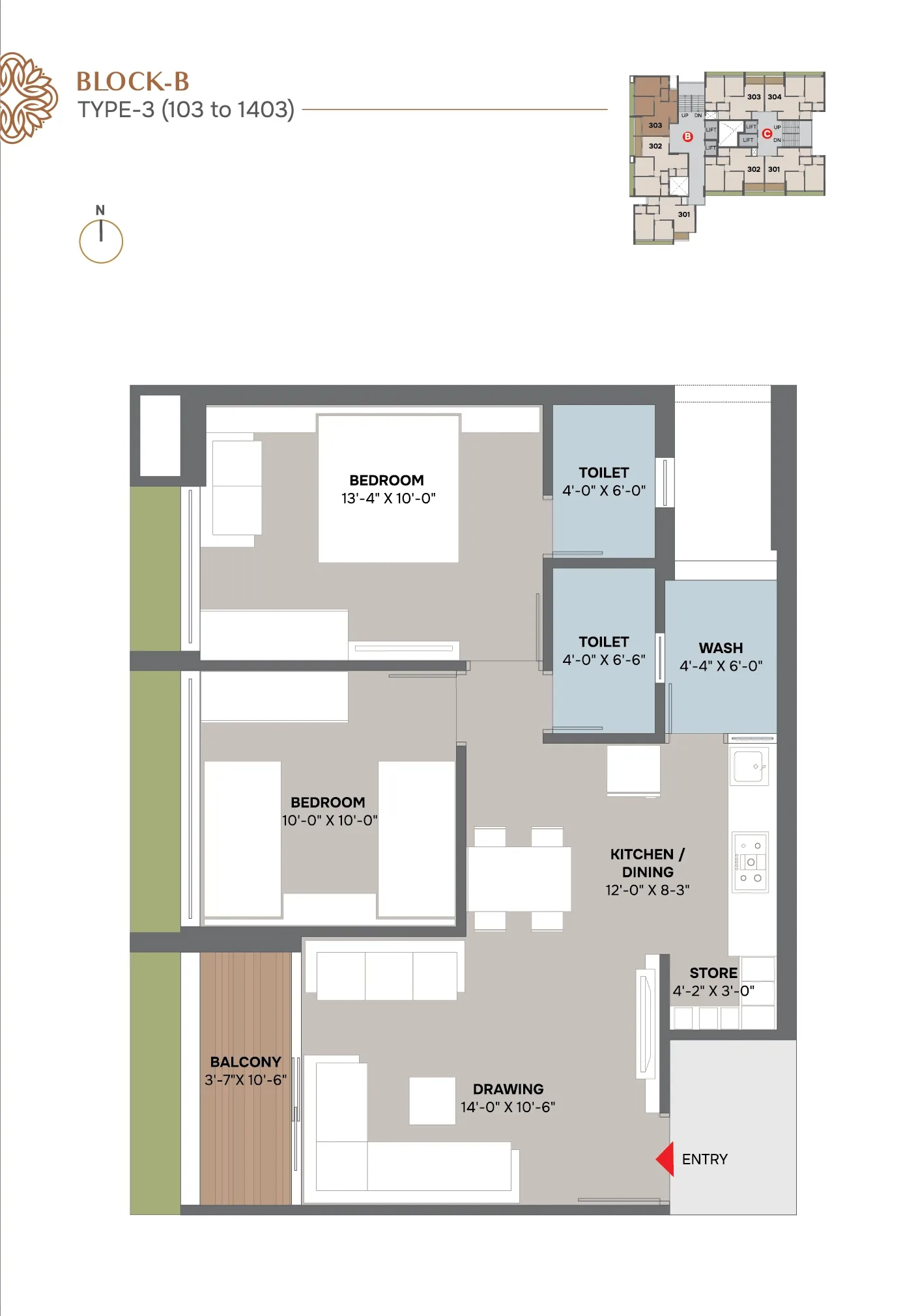 Stavik Abhishek Unit plan - 715 sq.ft.