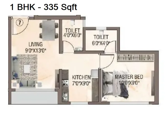 Unit plan - 335 sq.ft.