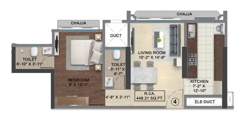 Unit plan - 448 sq.ft.