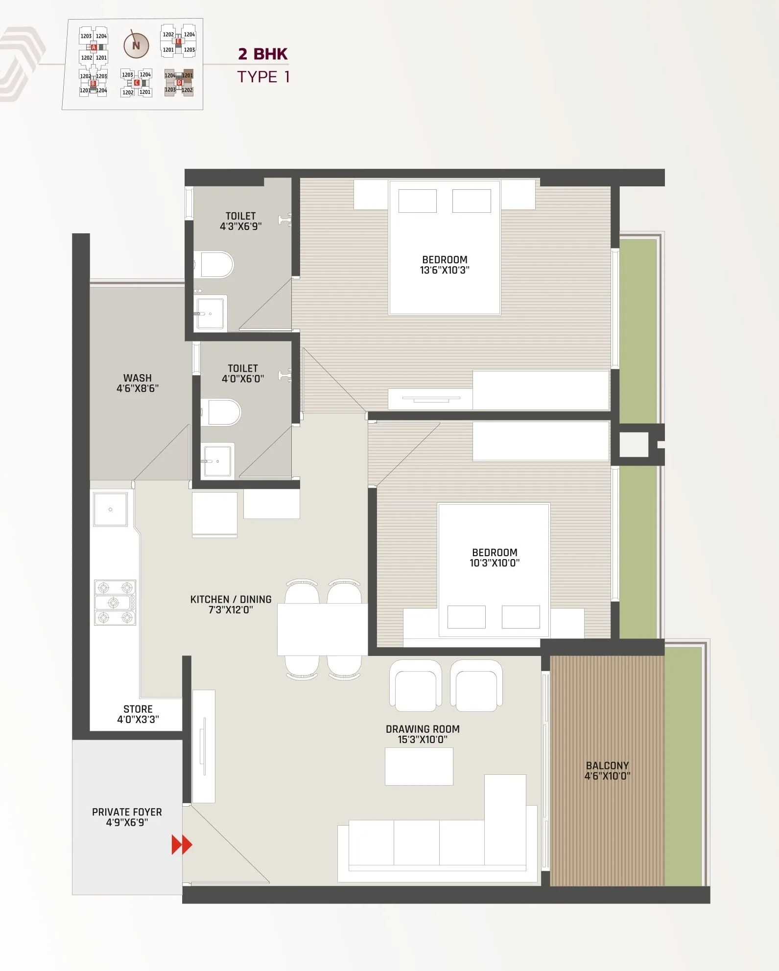 Unit plan - 715 sq.ft.