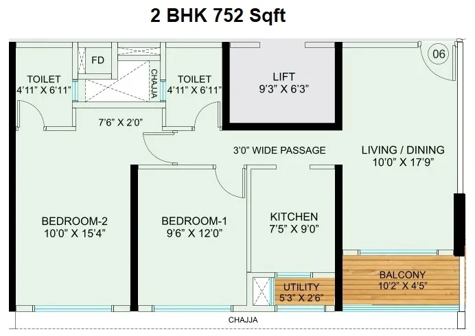 Unit plan - 752 sq.ft.