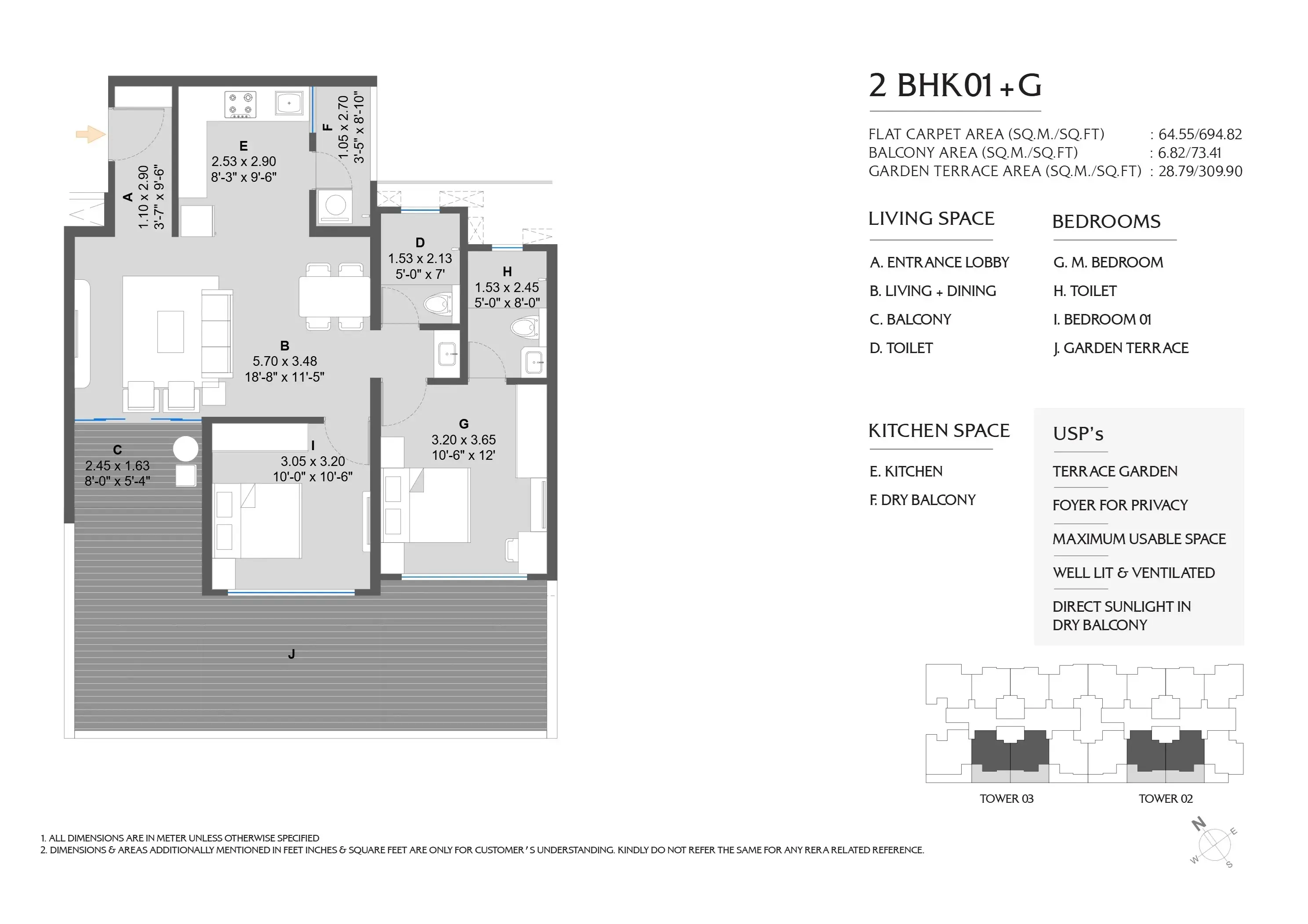 Kolte Patil The Winds Unit plan - 765 sq.ft.