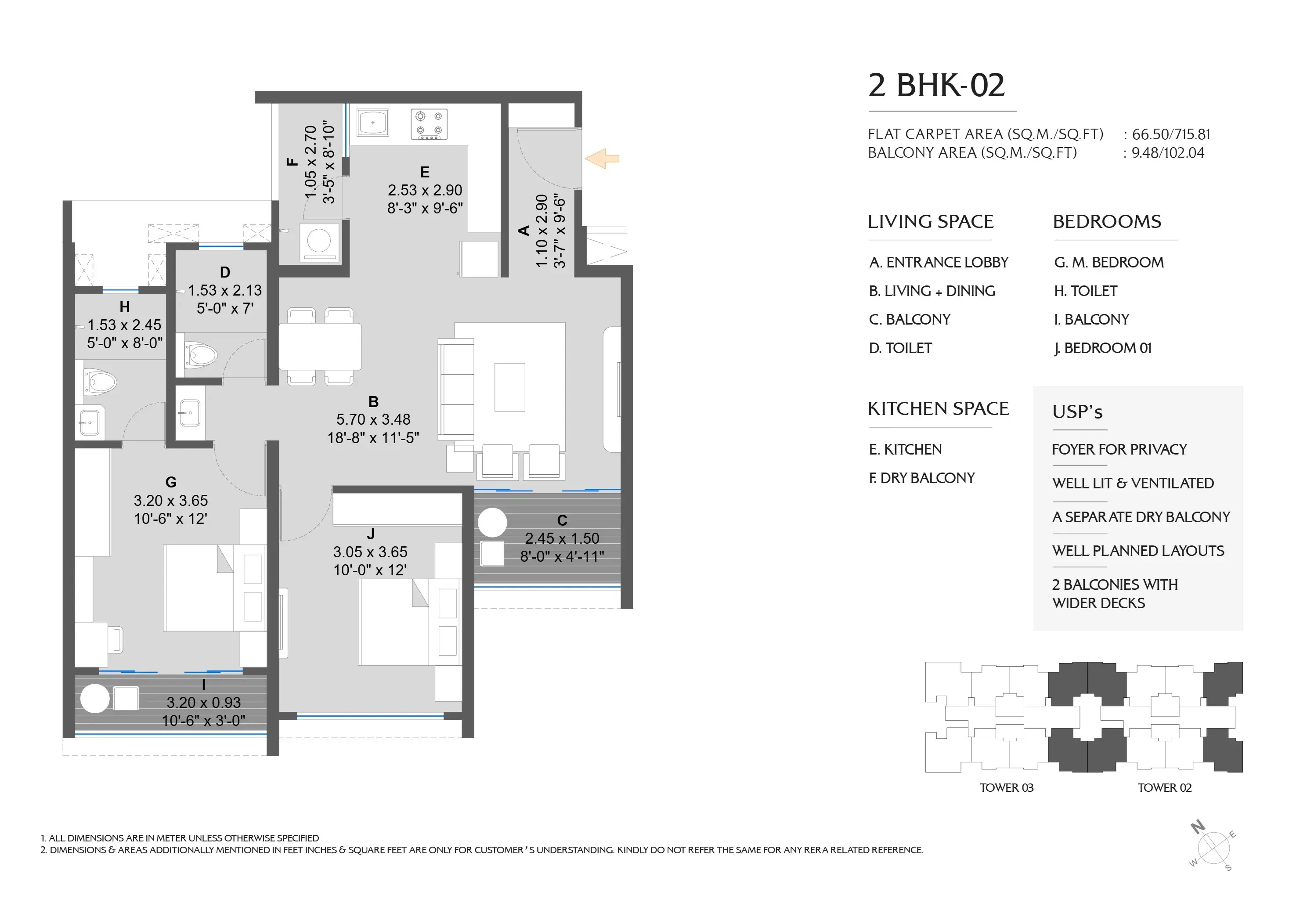 Kolte Patil The Winds Unit plan - 818 sq.ft.
