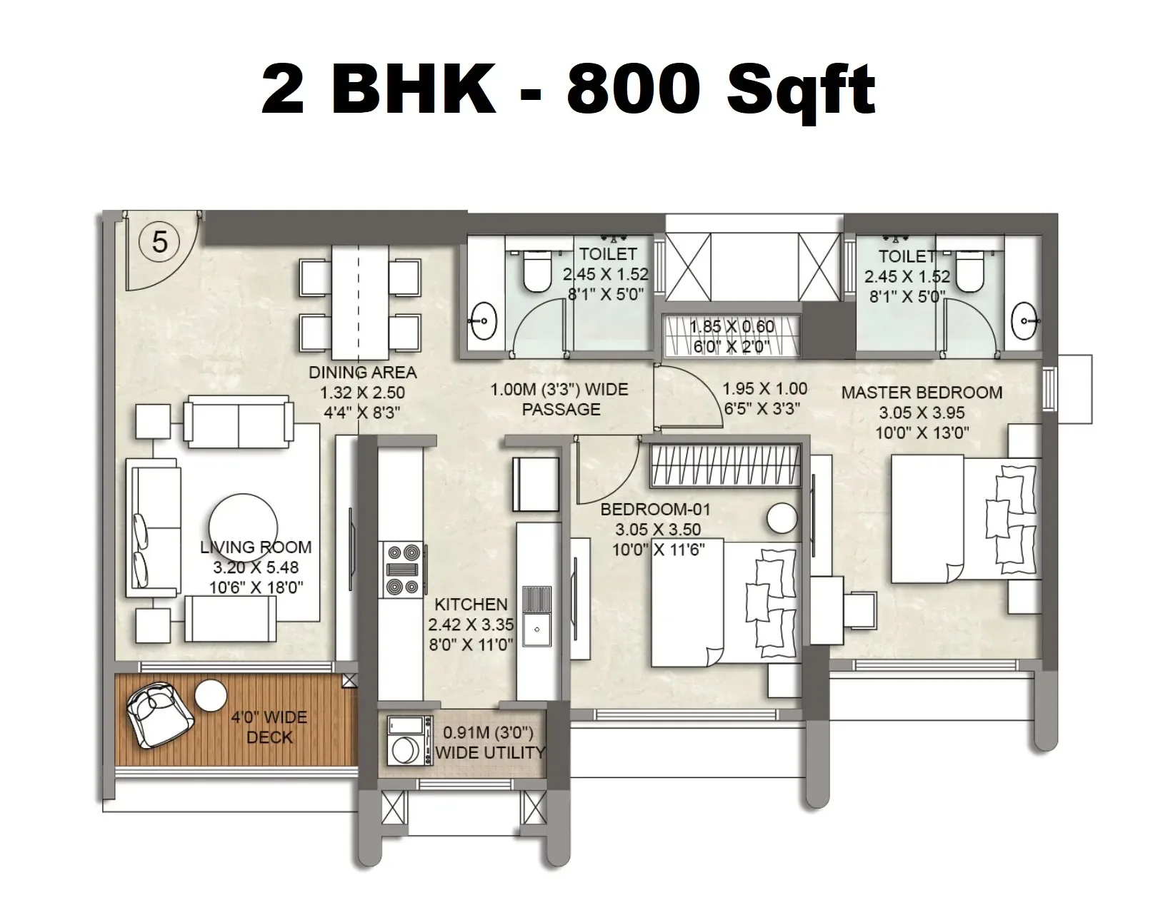 Unit plan - 800 sq.ft.