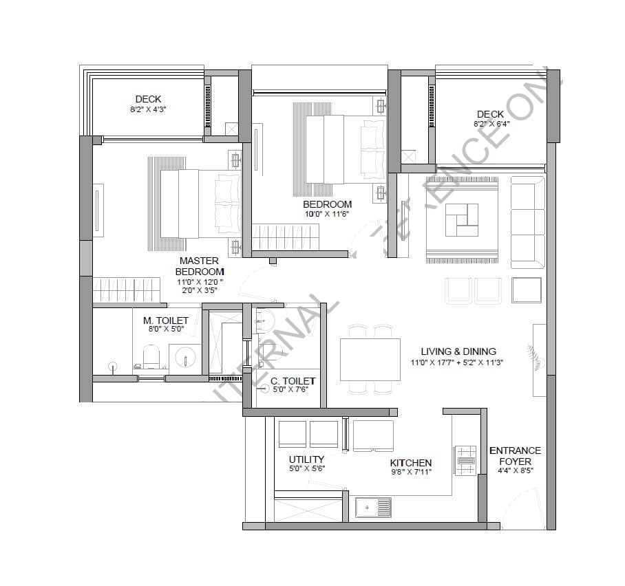 Unit plan - 868 sq.ft.