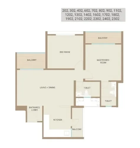 Kolte Patil Qrious Unit plan - 900 sq.ft.