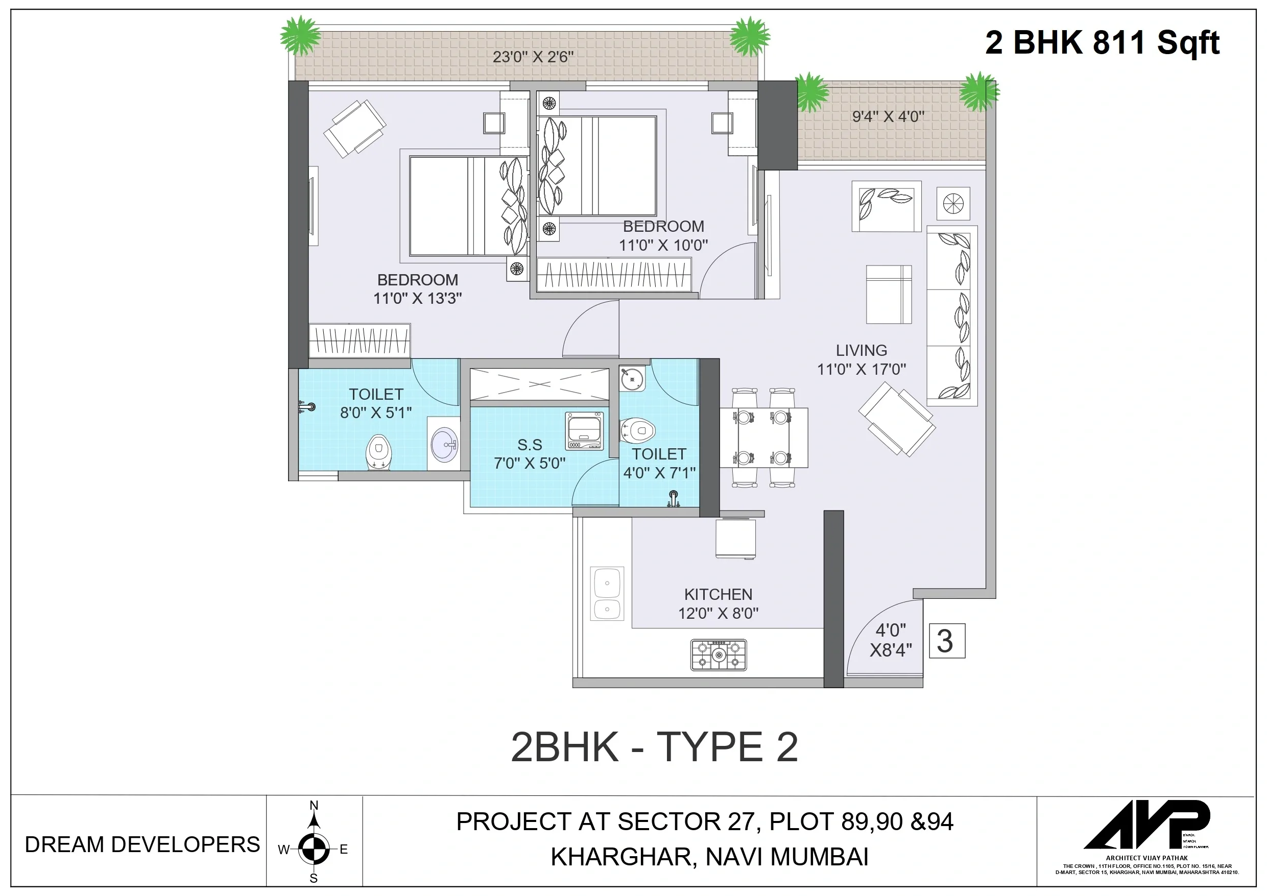 Dream Golden Era Unit plan - 811 sq.ft.