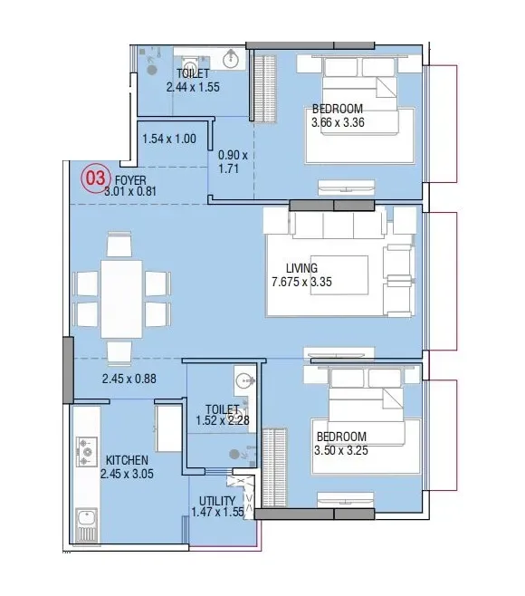Unit plan - 823 sq.ft.
