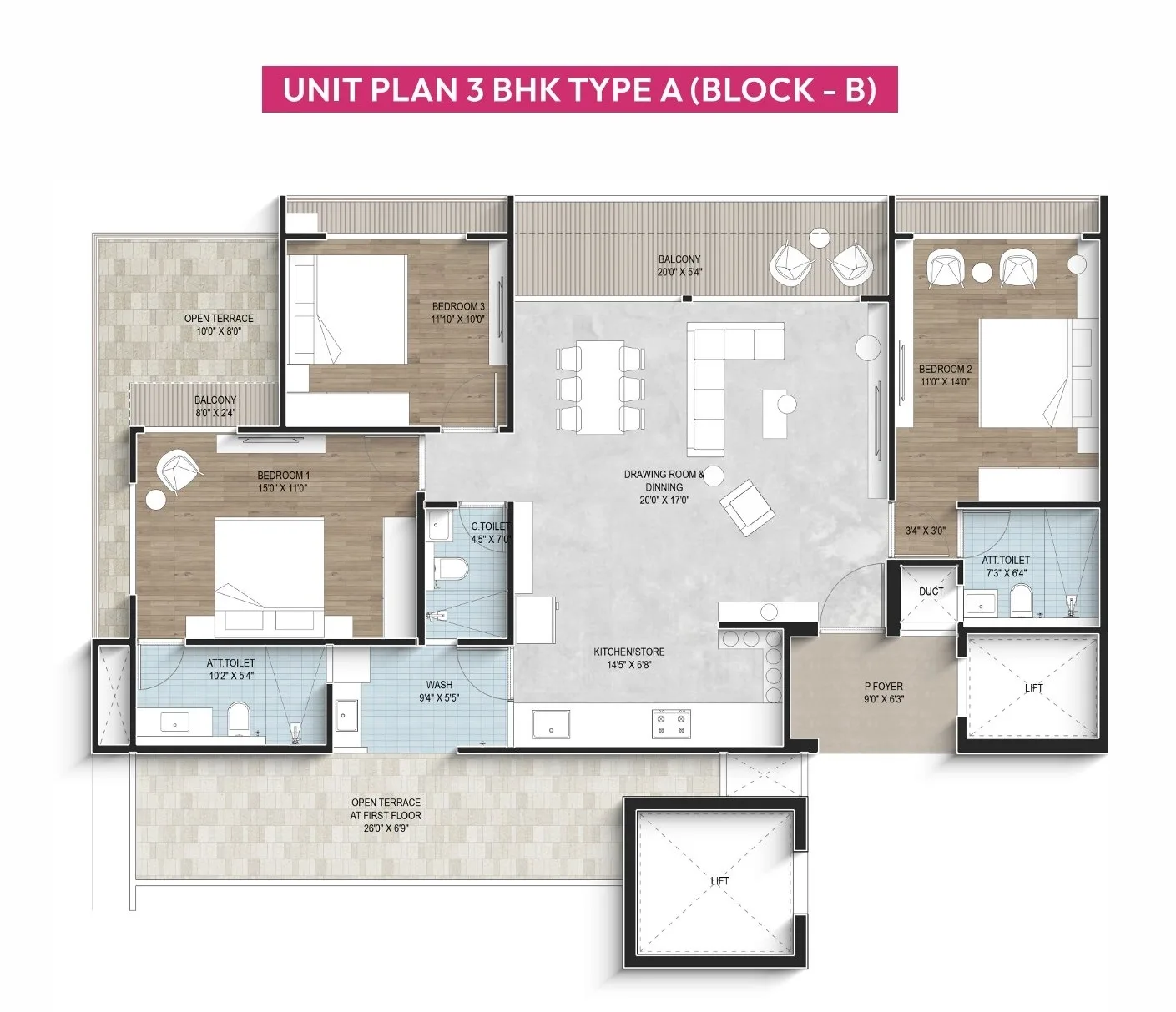 Unit plan - 1355 sq.ft.