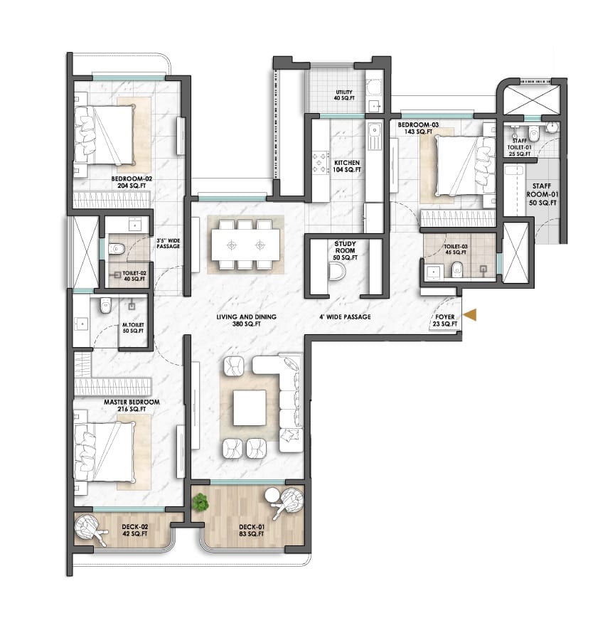Lodha Magnus Unit plan - 1467 sq.ft.