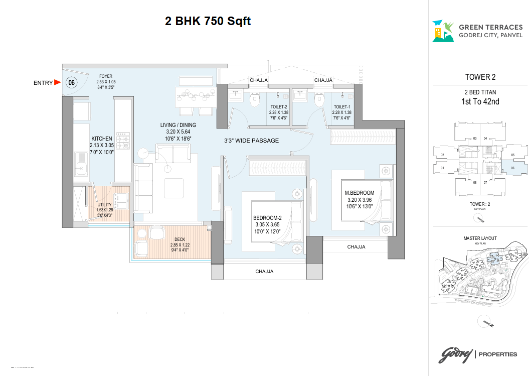 Godrej Green Terraces Unit plan - 750 sq.ft.