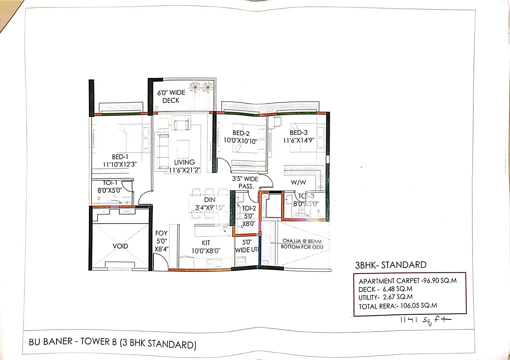 Unit plan - 1141 sq.ft.