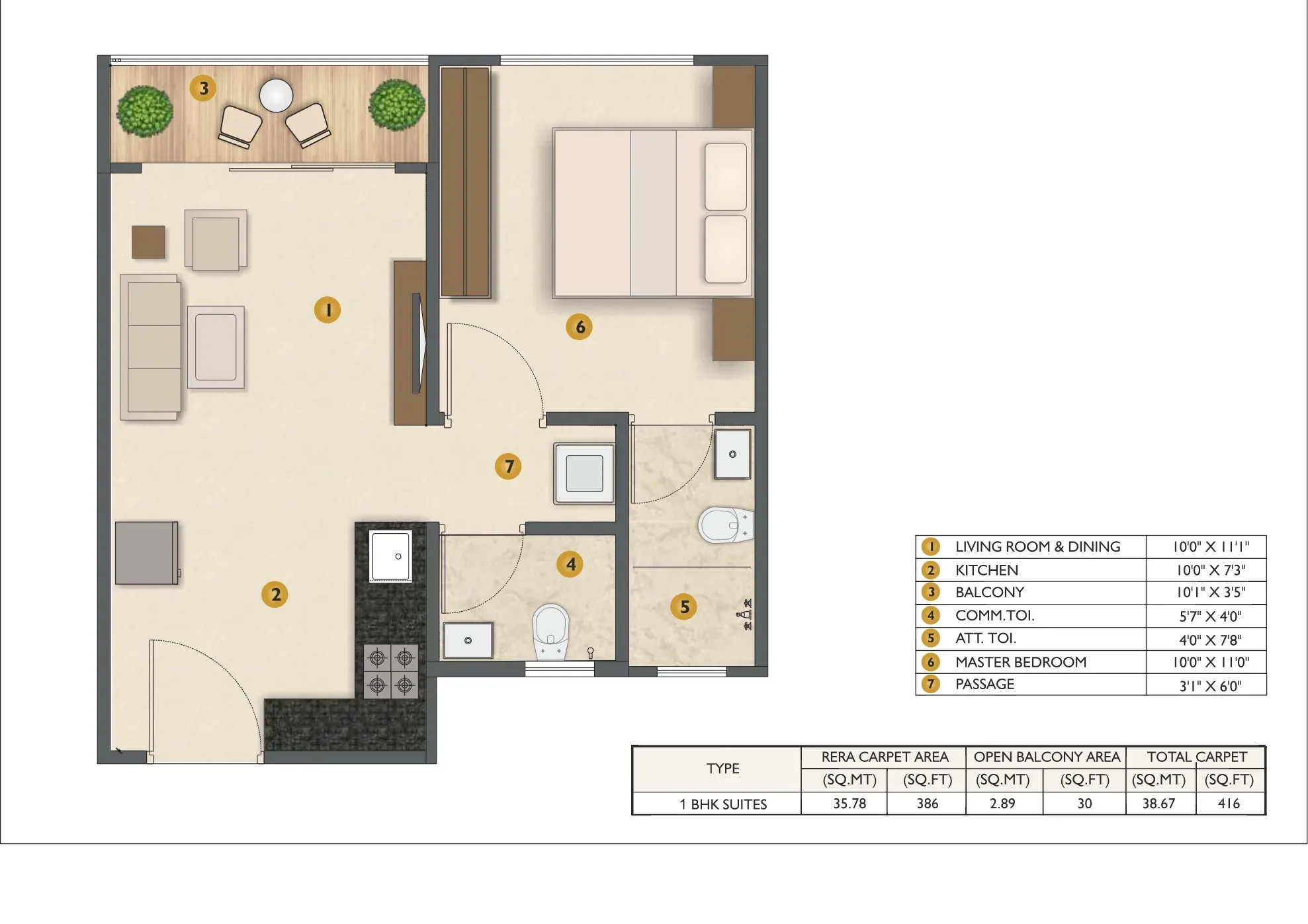 Unit plan - 416 sq.ft.