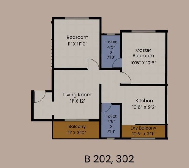 Alliance Marina Heights Unit plan - 674 sq.ft.