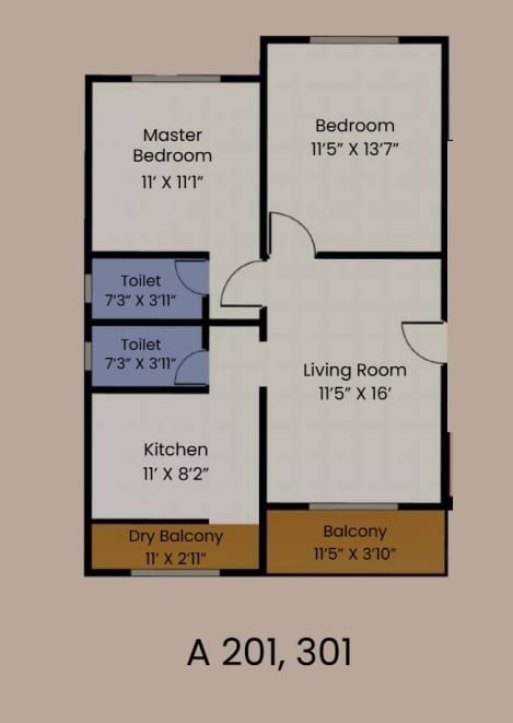 Alliance Marina Heights Unit plan - 725 sq.ft.
