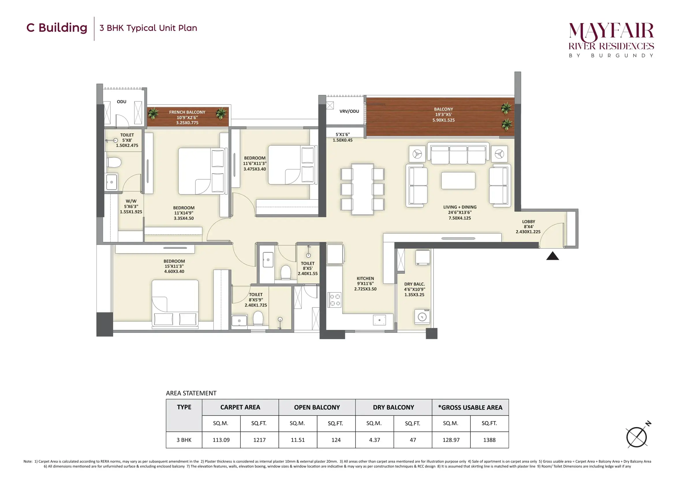 Unit plan - 1391 sq.ft.