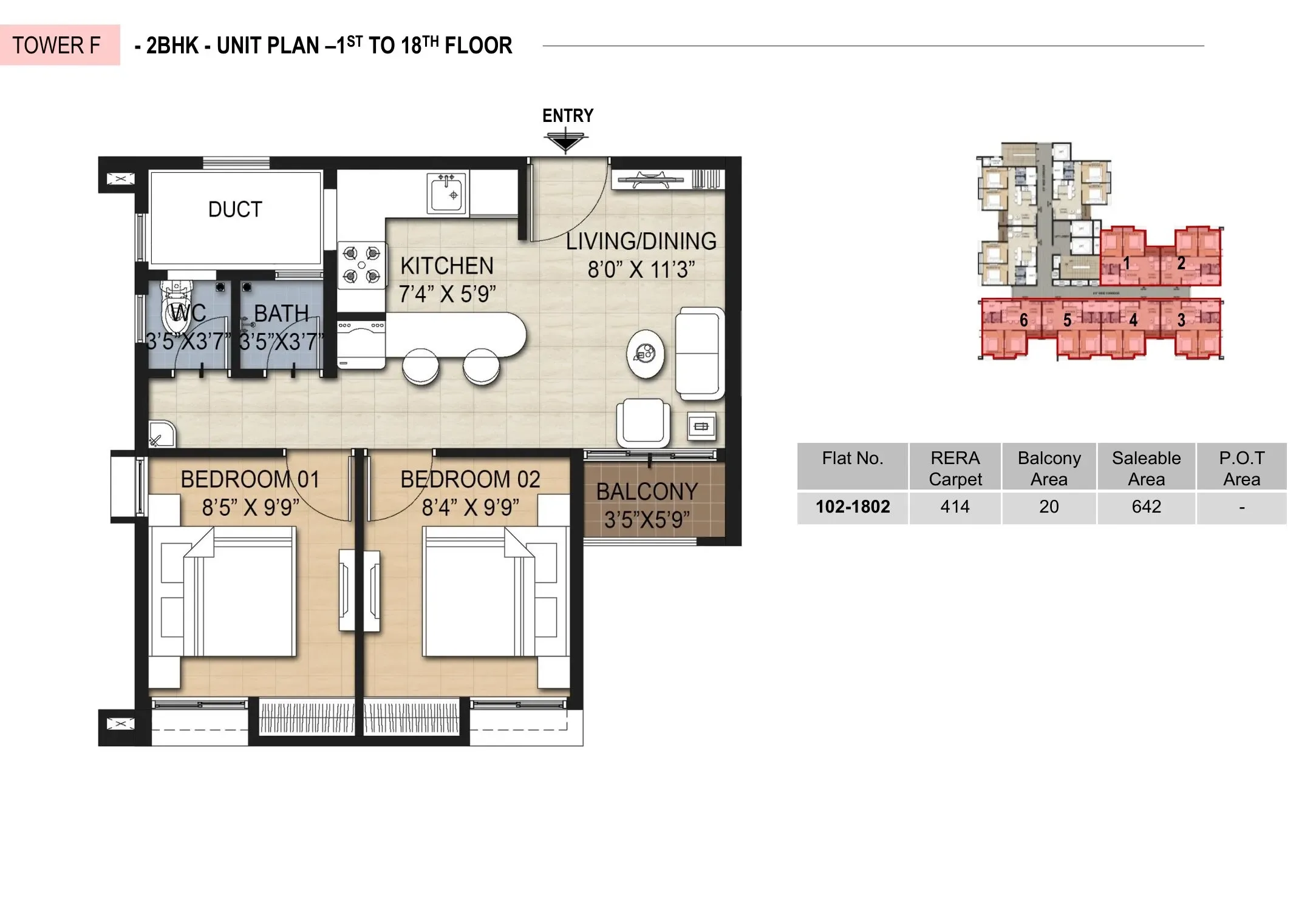 Doshi Risington Unit plan - 430 sq.ft.
