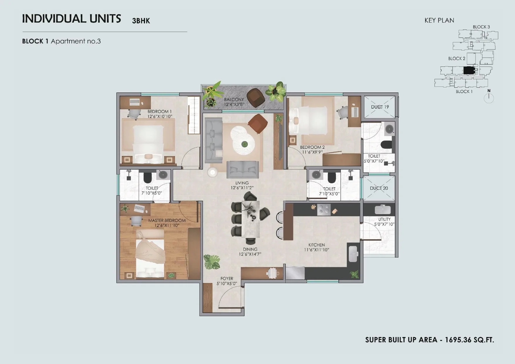 Saiven Six Senses Unit plan - 1284 sq.ft.